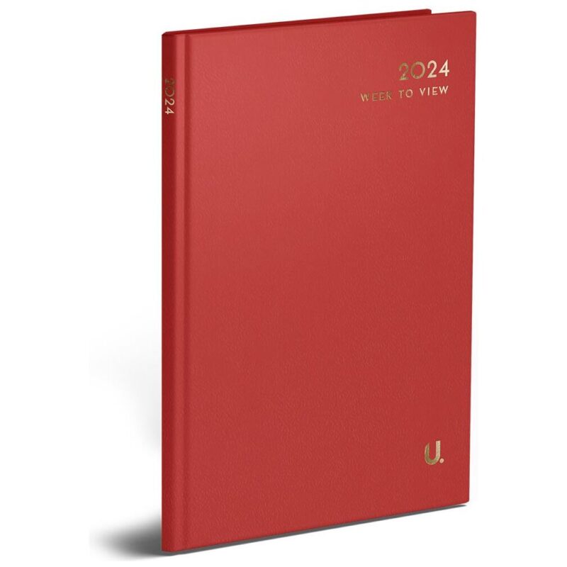 U. 2024 A6 Hardback Week to View Diary - Burgundy