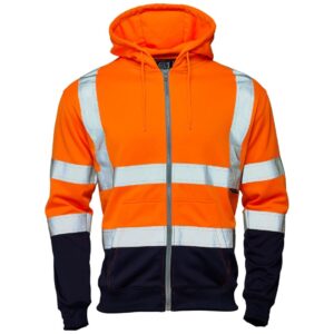 Supertouch Hi Vis Orange 2 Tone Hooded Zipped Sweatshirt