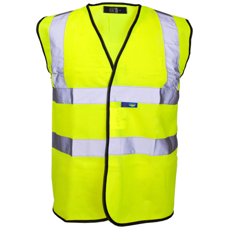Supertouch Hi Vis Yellow Velcro Vest with Black Binding