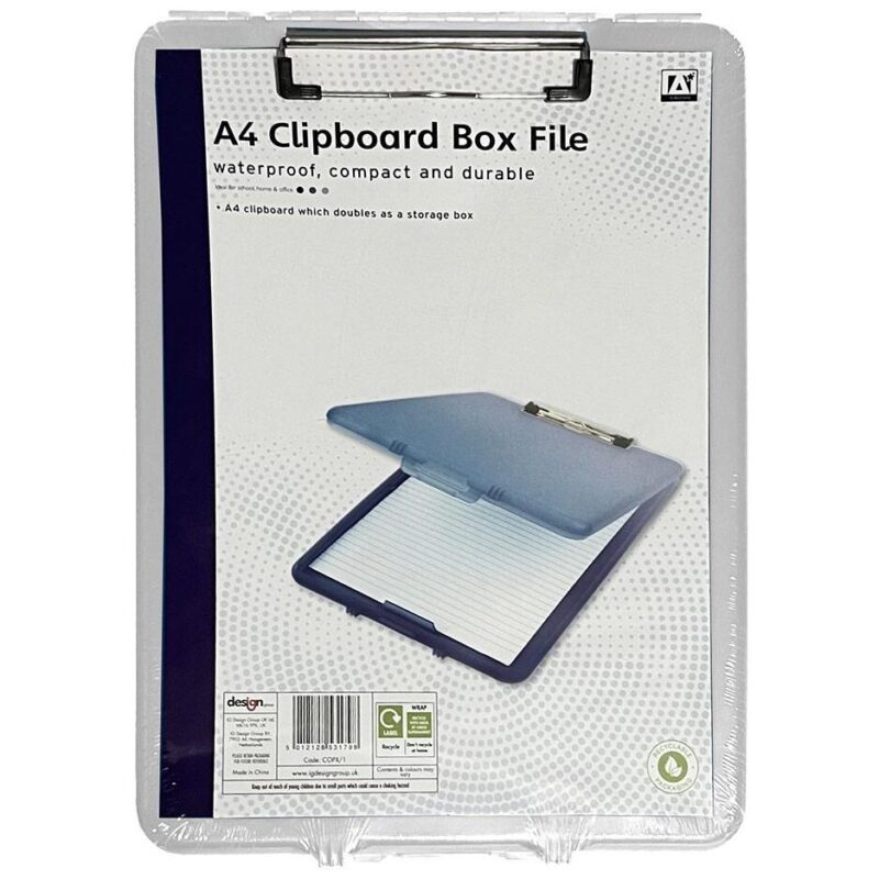 A* Stationery Clipboard Box File Waterproof Clear