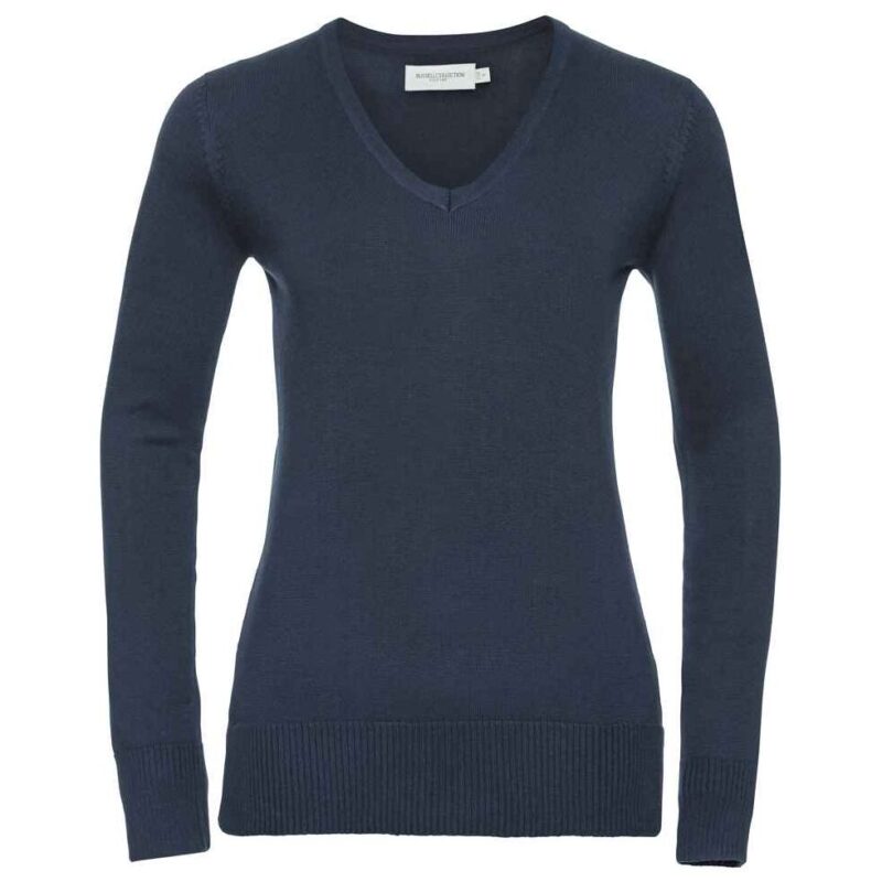 Russell Collection Ladies Cotton Acrylic V Neck Sweater