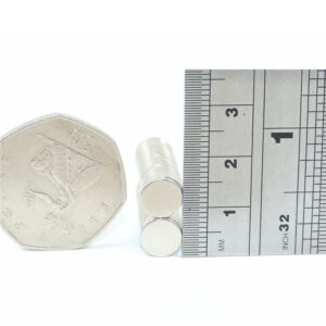 8mm x 0.5mm neodymium magnets comparison in size