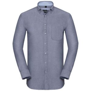 Russell Collection Tailored Long Sleeve Washed Oxford Shirt