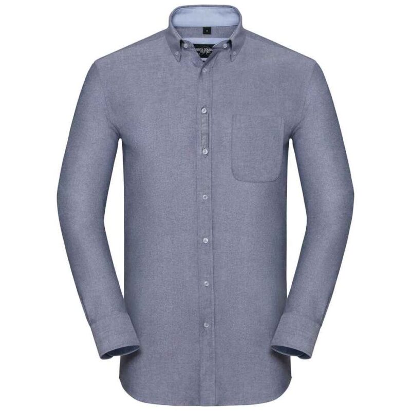 Russell Collection Tailored Long Sleeve Washed Oxford Shirt