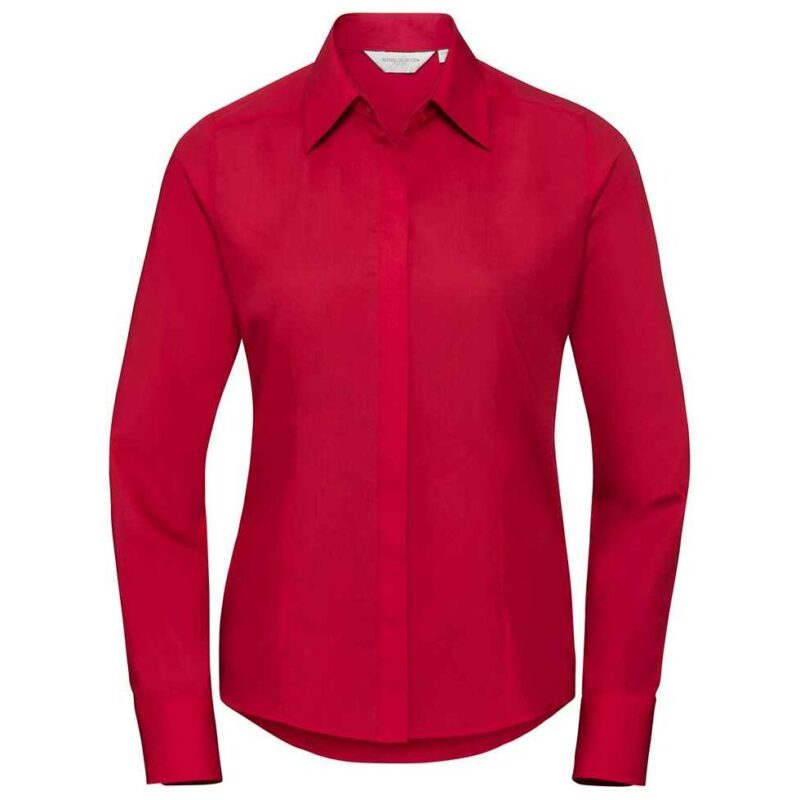 Russell Collection Ladies Long Sleeve Fitted Poplin Shirt