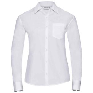 Russell Collection Ladies Long Sleeve Easy Care Cotton Poplin Shirt