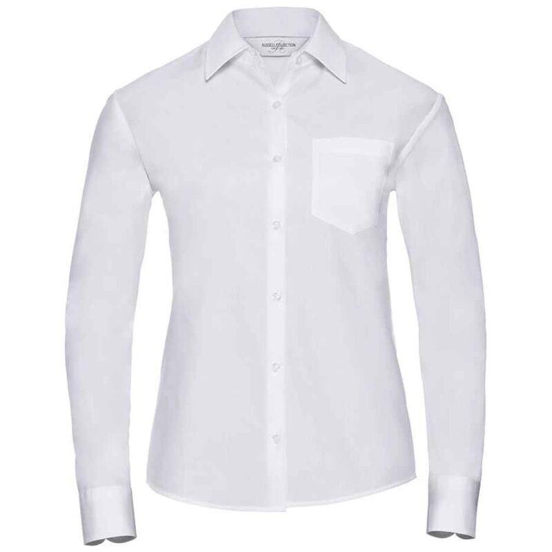 Russell Collection Ladies Long Sleeve Easy Care Cotton Poplin Shirt