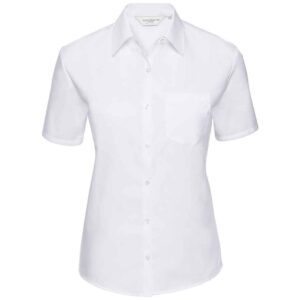 Russell Collection Ladies Short Sleeve Easy Care Cotton Poplin Shirt