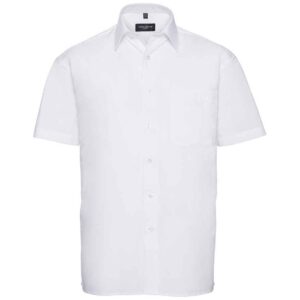 Russell Collection Short Sleeve Easy Care Cotton Poplin Shirt