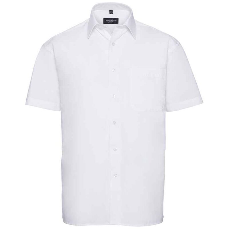 Russell Collection Short Sleeve Easy Care Cotton Poplin Shirt