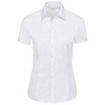 Russell Collection Ladies Short Sleeve Herringbone Shirt