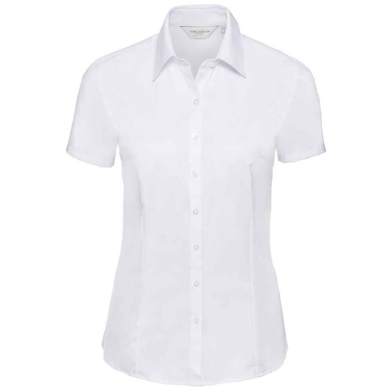 Russell Collection Ladies Short Sleeve Herringbone Shirt