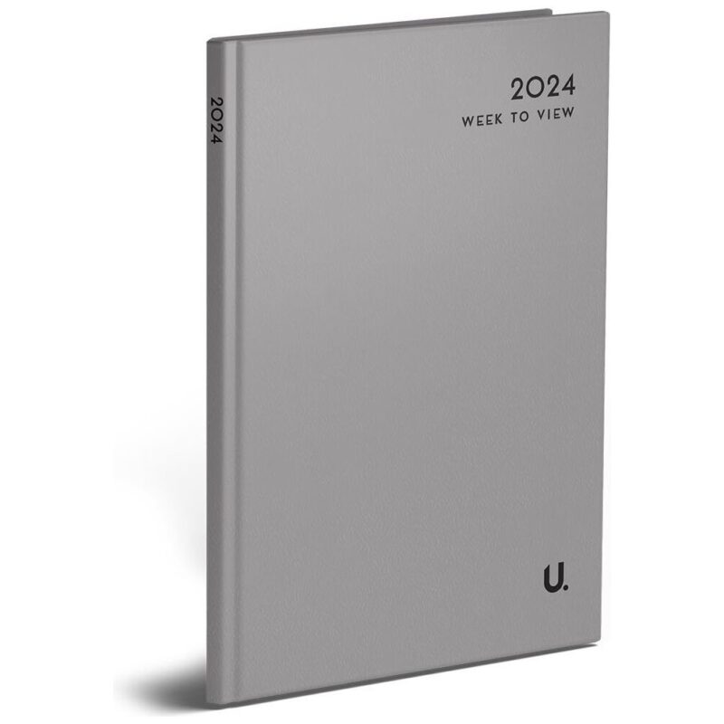 U. 2024 A6 Hardback Week to View Diary - Grey