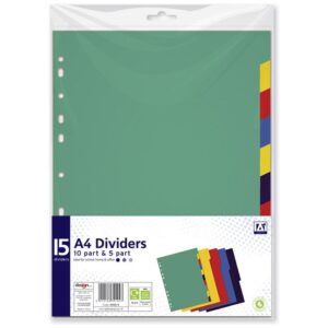 A* Stationery A4 File Dividers 15 Part Tabbed Multi Punched