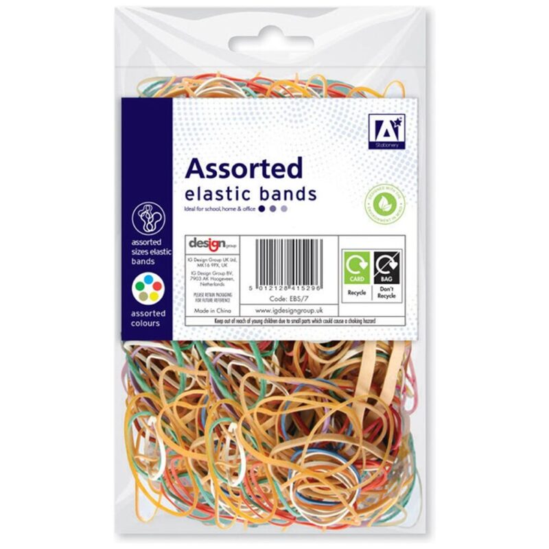 A* Stationery Assorted Elastic Rubber Bands Assorted Colours & Sizes