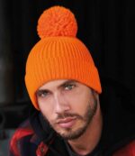 Beechfield Engineered Knit Ribbed Pom Pom Beanie