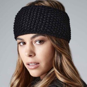 Beechfield Slopeside Waffle Headband Black  BB434