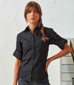 Premier Ladies Roll Sleeve Poplin Blouse