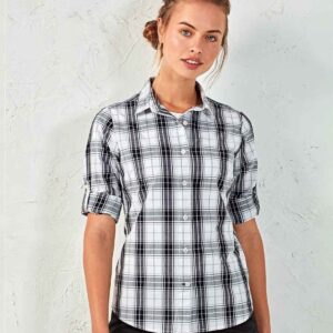 Premier Ladies Ginmill Check Long Sleeve Shirt