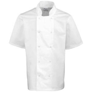 Premier Unisex Short Sleeve Stud Front Chef's Jacket