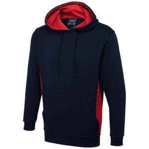 Uneek UC517 Two Tone Hooded Sweatshirt - Navy/Red