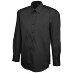 Uneek UC701 Mens Pinpoint Oxford Full Sleeve Shirt - Black