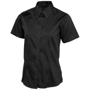 Uneek UC704 Ladies Pinpoint Oxford Half Sleeve Shirt - Black