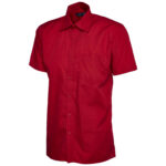Uneek UC710 Mens Poplin Half Sleeve Shirt - Red