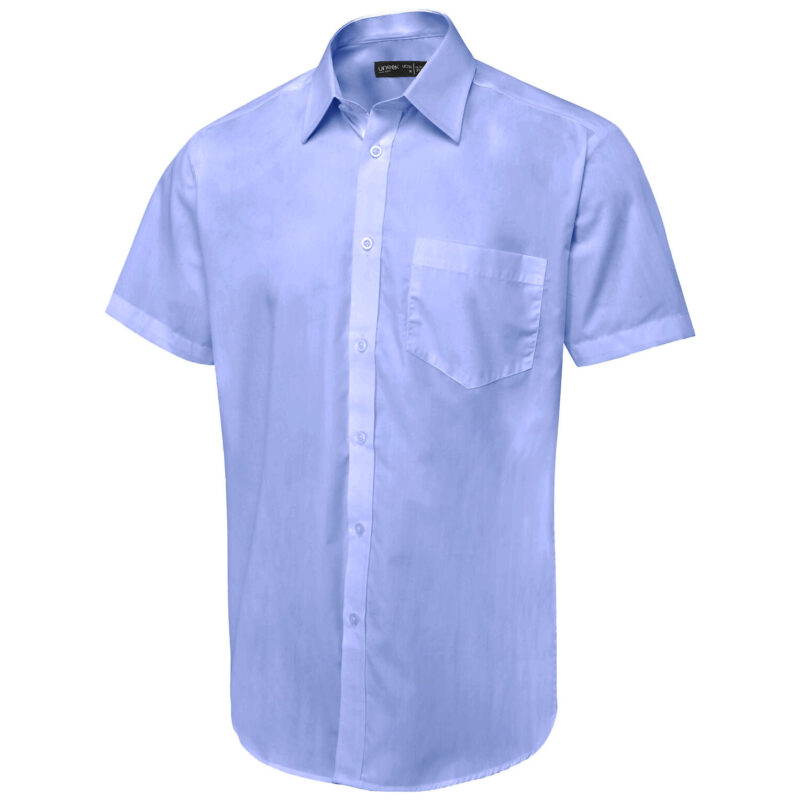 Uneek UC714 Men's Short Sleeve Poplin Shirt - Mid Blue