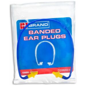 banded ear plugs in plastic pouch