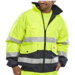 yellow and navy hi vis jacket