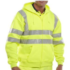 hi vis yellow hoodie with zip front