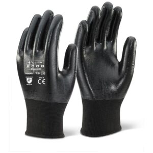 Click full nitrile coated work gloves in black