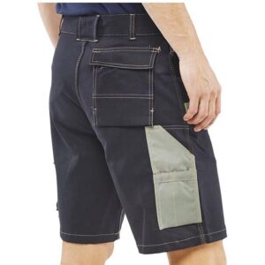 click workwear grantham multi-purpose pocket shorts in navy side view