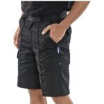 click workwear combat shorts in black side view