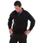 click workwear quarter zip sweatshirt in black