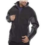 click workwear softshell jacket in black and grey