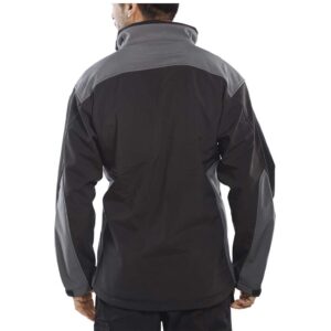 click workwear softshell jacket in black and grey reverse