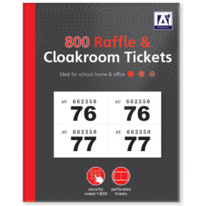 A* Stationery Raffle / Cloakroom Tickets Book 1-800