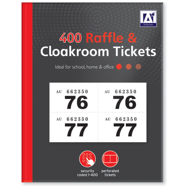 A* Stationery Raffle / Cloakroom Tickets Book 1-400