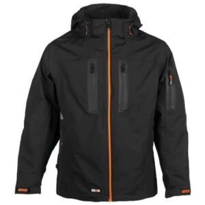 herock aspen hooded black jacket with orange zip