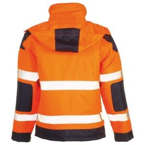 herock hi vis orange and navy hooded jacket reverse