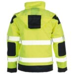 herock hi vis yellow and navy hooded jacket reverse