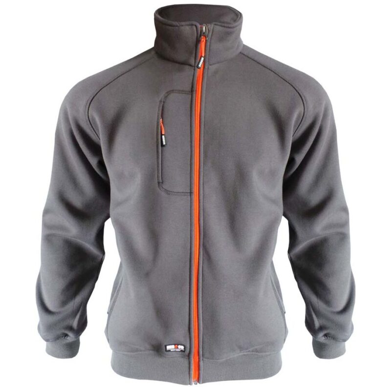 herock othello sweater in grey with orange zip