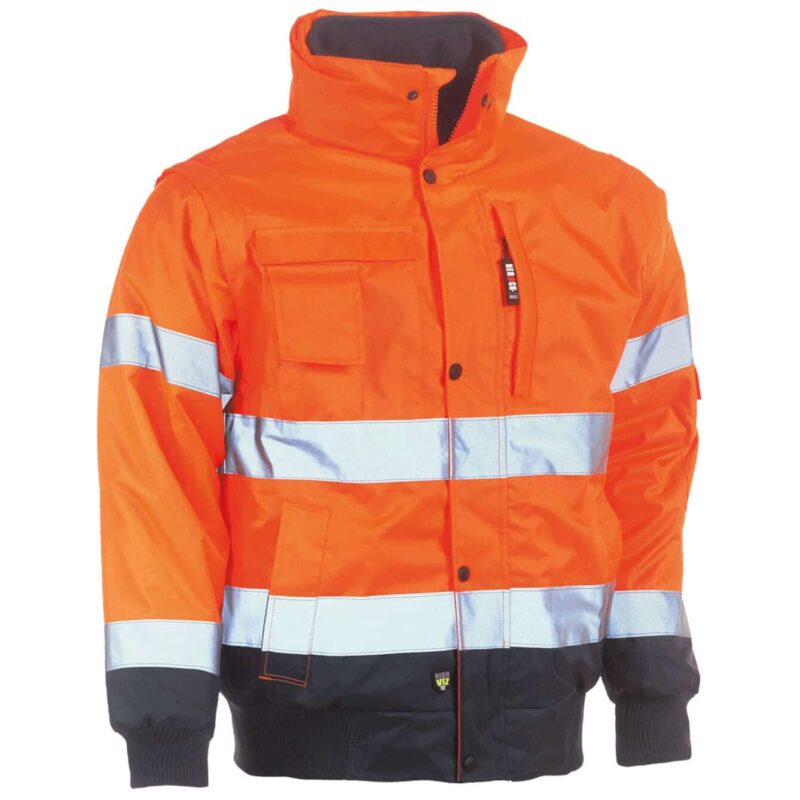 herock hi vis orange and navy hooded jacket