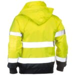 herock hi vis yellow and navy hooded jacket reverse