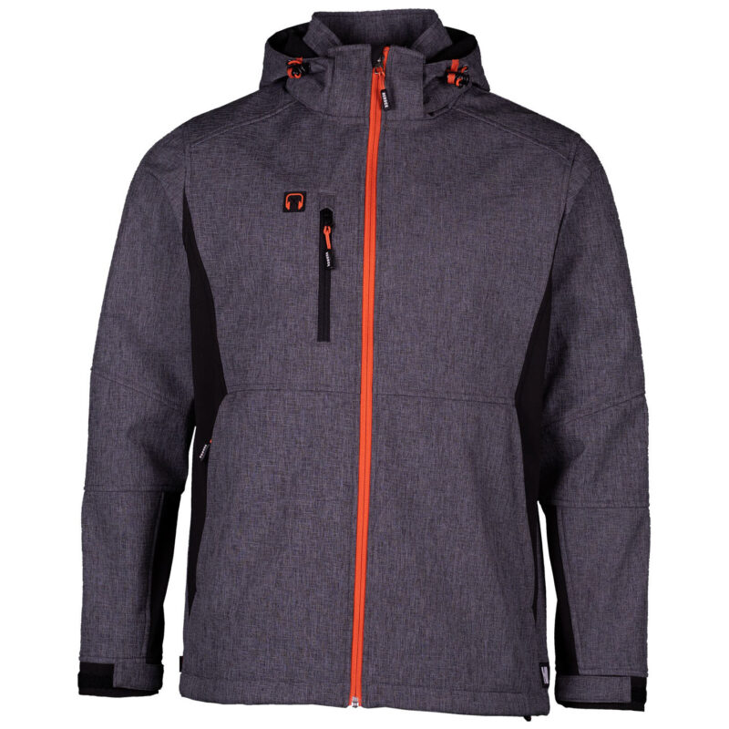 herock reflective hooded jacket in grey with black detailing and orange zip