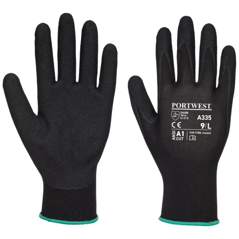 Portwest Dermi-Grip NPR15 Nitrile Sandy Glove - Black