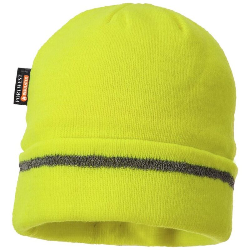 Portwest Reflective Trim Knit Hat Insulatex Lined Yellow B023