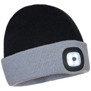 Portwest Two Tone LED Rechargeable Beanie Black/Grey B034